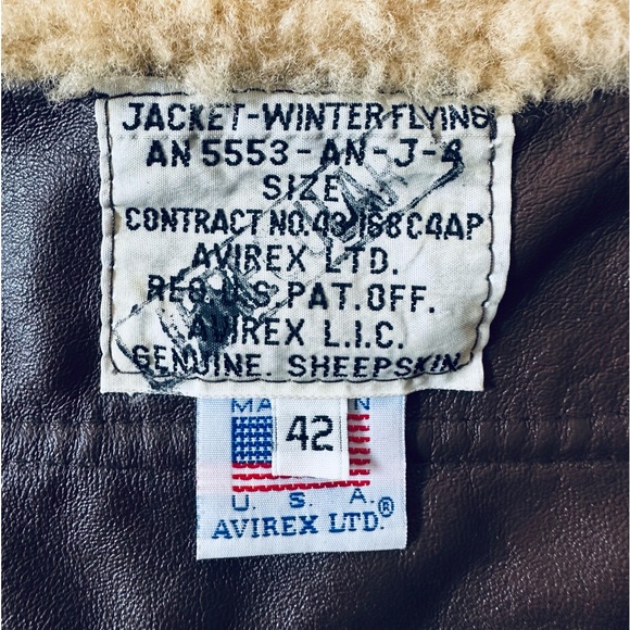 Avirex LTD Winter Flying Bomber Jacket Skeepskin Air Force Uniform USA - 42 - Picture 4 of 14